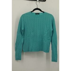 Valerie Stevens Womens 2 Ply Cashmere Sweater Cable Knit Long Sleeve Size? Green